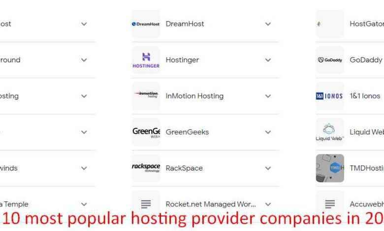 top 10 most popular hosting provider companies in 2023